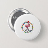 Flamingo Kerstlichten Vakantie Ronde Button 5,7 Cm (Voorkant /achterkant)