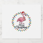 Flamingo Kerstlichten Vakantie Sparkling Wijnetiket (Enkel label)