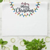 Flamingo Kerstlichten Vakantie Theedoek (Gevouwen)