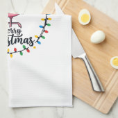 Flamingo Kerstlichten Vakantie Theedoek (Quarter Fold)