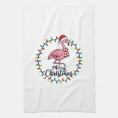 Flamingo Kerstlichten Vakantie Theedoek (Verticaal)