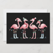 Flamingo Kerstlichtjes Vakantie Kerstmis Feestdagenkaart (Voorkant)