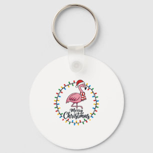 Flamingo Kerstlichtjes Vakantie Sleutelhanger