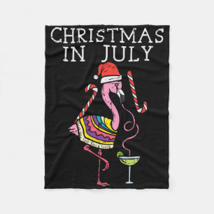 Flamingo Kerstman Christmas In July Grappige Zomer Fleece Deken