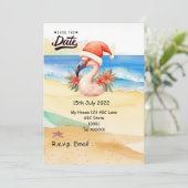 Flamingo Kerstman Kerstmis in juli Kaart (Staand voorkant)