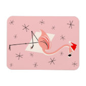Flamingo Kerstman Roze magneet flexibele portret (Horizontaal)