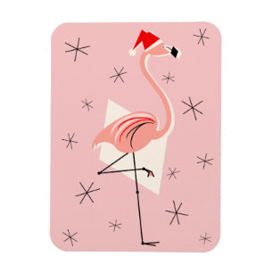 Flamingo Kerstman Roze magneet flexibele portret