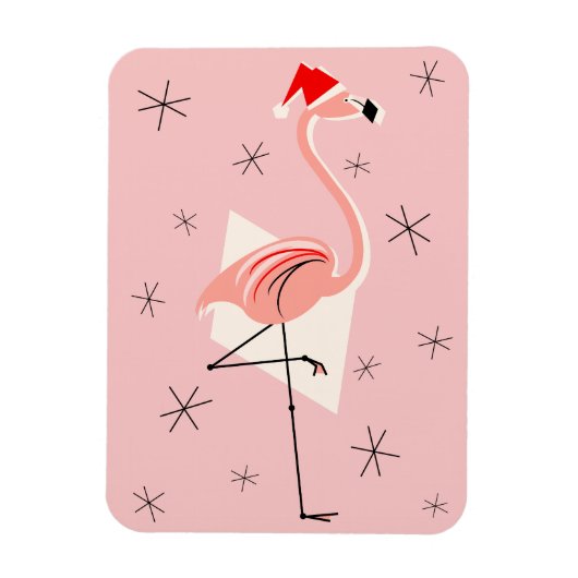 Flamingo Kerstman Roze magneet flexibele portret (Verticaal)