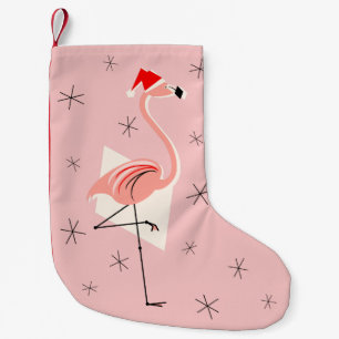 Flamingo Kerstman Roze sok éénzijdig Kleine Kerstsok