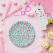 Flamingo Kerstmannen Blauwe Multi papieren bord (Feest)
