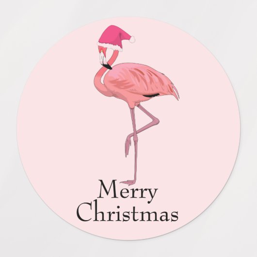 Flamingo Kerstmannen Kerstgroeten Labels (Design 1)