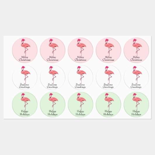 Flamingo Kerstmannen Kerstgroeten Labels (Vel)