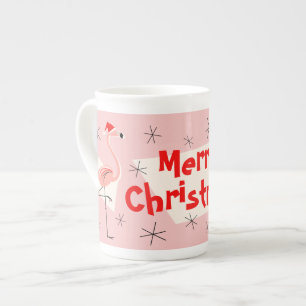 Flamingo Kerstmannen Roze Prettig Kerstmis bone ch Porselein Kop