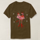 Flamingo Kerstmis Boom Licht Tropische Kerstmis T-shirt (Design voorkant)