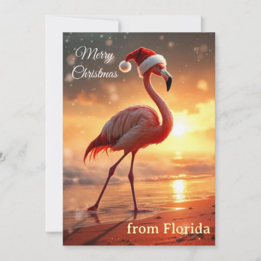 Flamingo Kerstmis Feestdagenkaart (Voorkant)