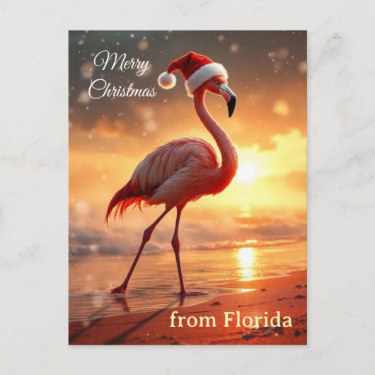 Flamingo Kerstmis Feestdagenkaart (Voorkant)