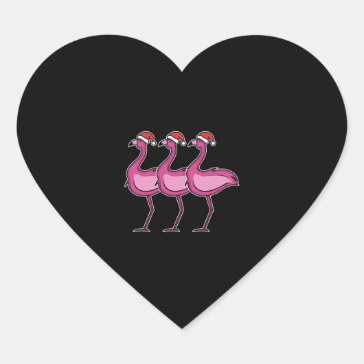 Flamingo Kerstmis Hart Sticker (Voorkant)