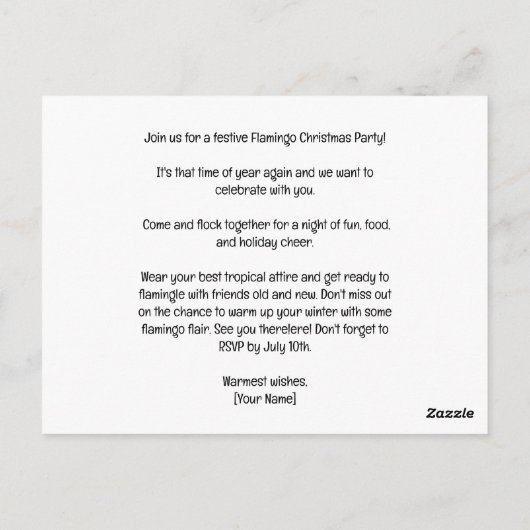 Flamingo Kerstmis in juli Feest Briefkaart (Achterkant)