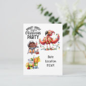 Flamingo Kerstmis in juli Feest Feestdagenkaart (Staand voorkant)