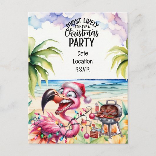 Flamingo Kerstmis in juli Feest Feestdagenkaart (Voorkant)