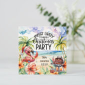 Flamingo Kerstmis in juli Feest Kaart (Staand voorkant)