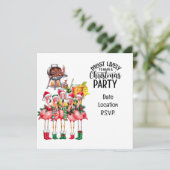 Flamingo Kerstmis in juli Feest Kaart (Staand voorkant)
