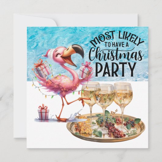 Flamingo Kerstmis in juli Feest Kaart (Voorkant)