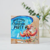 Flamingo Kerstmis in juli Feest Kaart (Staand voorkant)