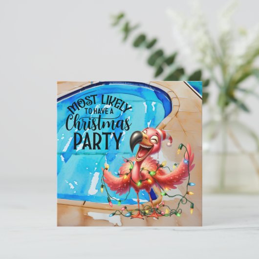 Flamingo Kerstmis in juli Feest Kaart (Staand voorkant)