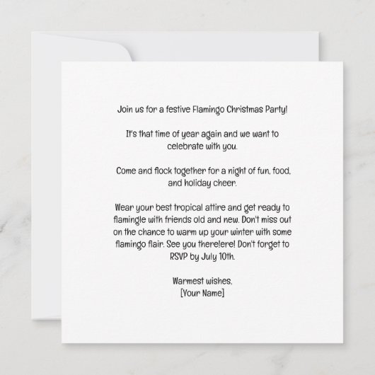 Flamingo Kerstmis in juli Feest Kaart (Achterkant)