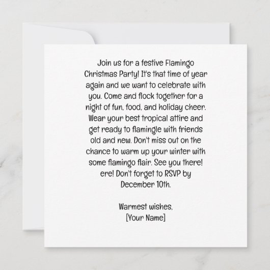 Flamingo Kerstmis in juli Feest Kaart (Achterkant)