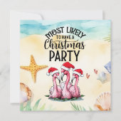 Flamingo Kerstmis in juli Feest Kaart (Voorkant)