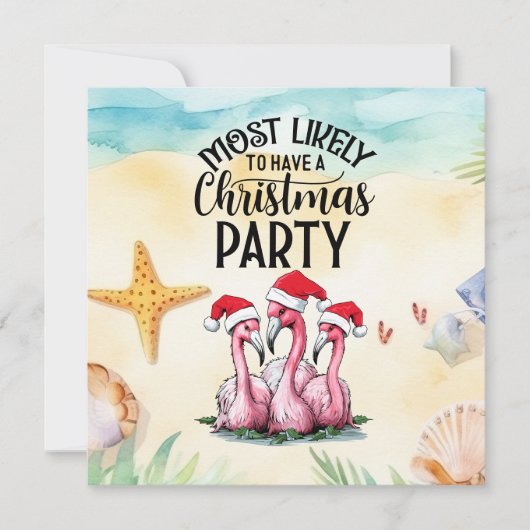 Flamingo Kerstmis in juli Feest Kaart (Voorkant)
