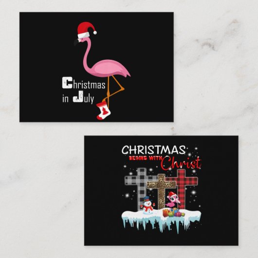 Flamingo | Kerstmis in juli Funny Party Informatiekaartje (Voorkant / Achterkant)