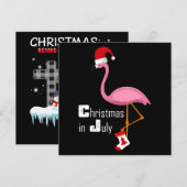 Flamingo | Kerstmis in juli Funny Party Kaart (Voorkant / Achterkant)