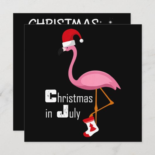 Flamingo | Kerstmis in juli Funny Party Kaart (Voorkant / Achterkant)
