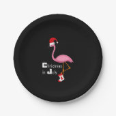 Flamingo | Kerstmis in juli Funny Party Papieren Bordje (Voorkant)