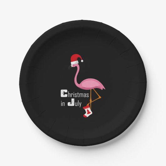 Flamingo | Kerstmis in juli Funny Party Papieren Bordje (Voorkant)