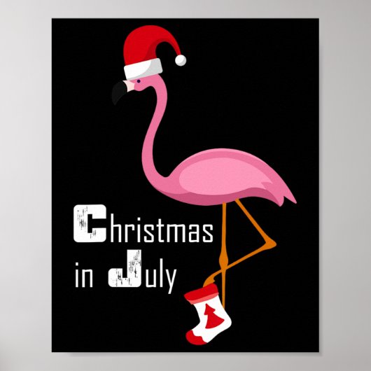 Flamingo Kerstmis In Juli Grappig Feestje X-mas Fe Poster (Voorkant)