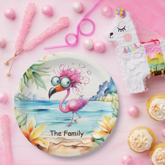 Flamingo Kerstmis in juli op het strand Paper Plat Papieren Bordje (Feest)