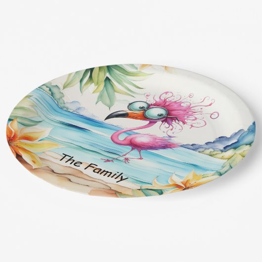 Flamingo Kerstmis in juli op het strand Paper Plat Papieren Bordje (Gekanteld)