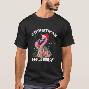 Flamingo Kerstmis in juli Santa Hat Funny Summer T-shirt