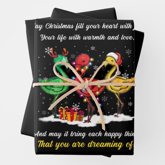 Flamingo Kerstmis Inpakpapier Vel (In situ)