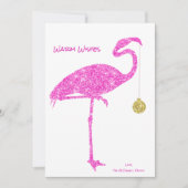 FLAMINGO KERSTMIS KAART | Tropische roze glitter (Voorkant)