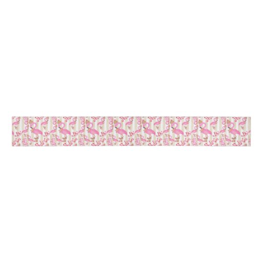 Flamingo Kerstmis Pattern Grosgrain Lint (Voorkant)