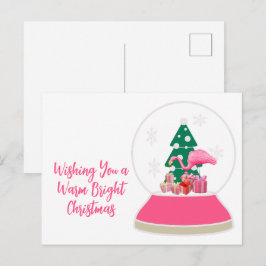 Flamingo Kerstmis Sneeuwbol Strand Kerstmis Briefkaart