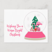 Flamingo Kerstmis Sneeuwbol Strand Kerstmis Briefkaart (Voorkant)