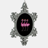 Flamingo Kerstmis Tin Sneeuwvlok Ornament (Links)