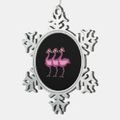 Flamingo Kerstmis Tin Sneeuwvlok Ornament (Rechts)