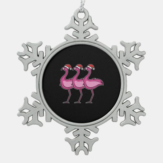 Flamingo Kerstmis Tin Sneeuwvlok Ornament (Voorkant)